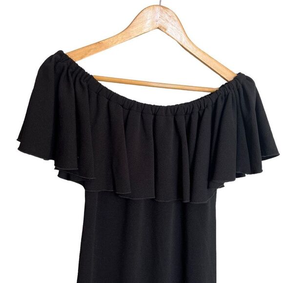 LulaRoe Cici Mermaid Ruffled On/Off Shoulder Midi Dress Black Size Small - Picture 3 of 6